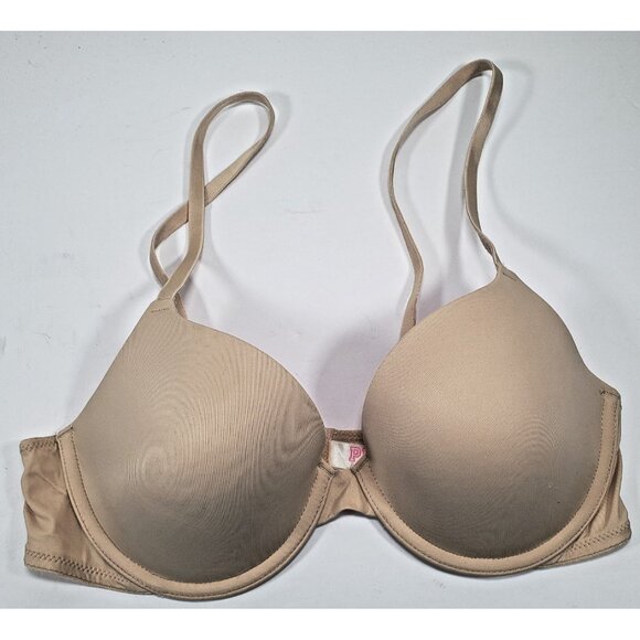 Victoria’s Secret Bra Size 36B VS PINK Beige Underwire Wear Anywhere Push Up - Picture 1 of 5